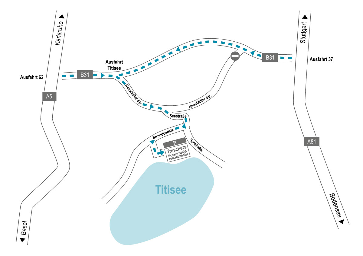 Anfahrtsskizze zum Hotel Treschers